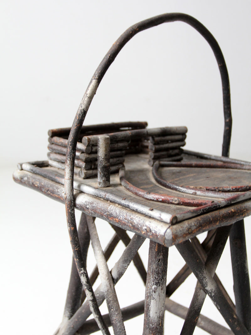antique Adirondack side table