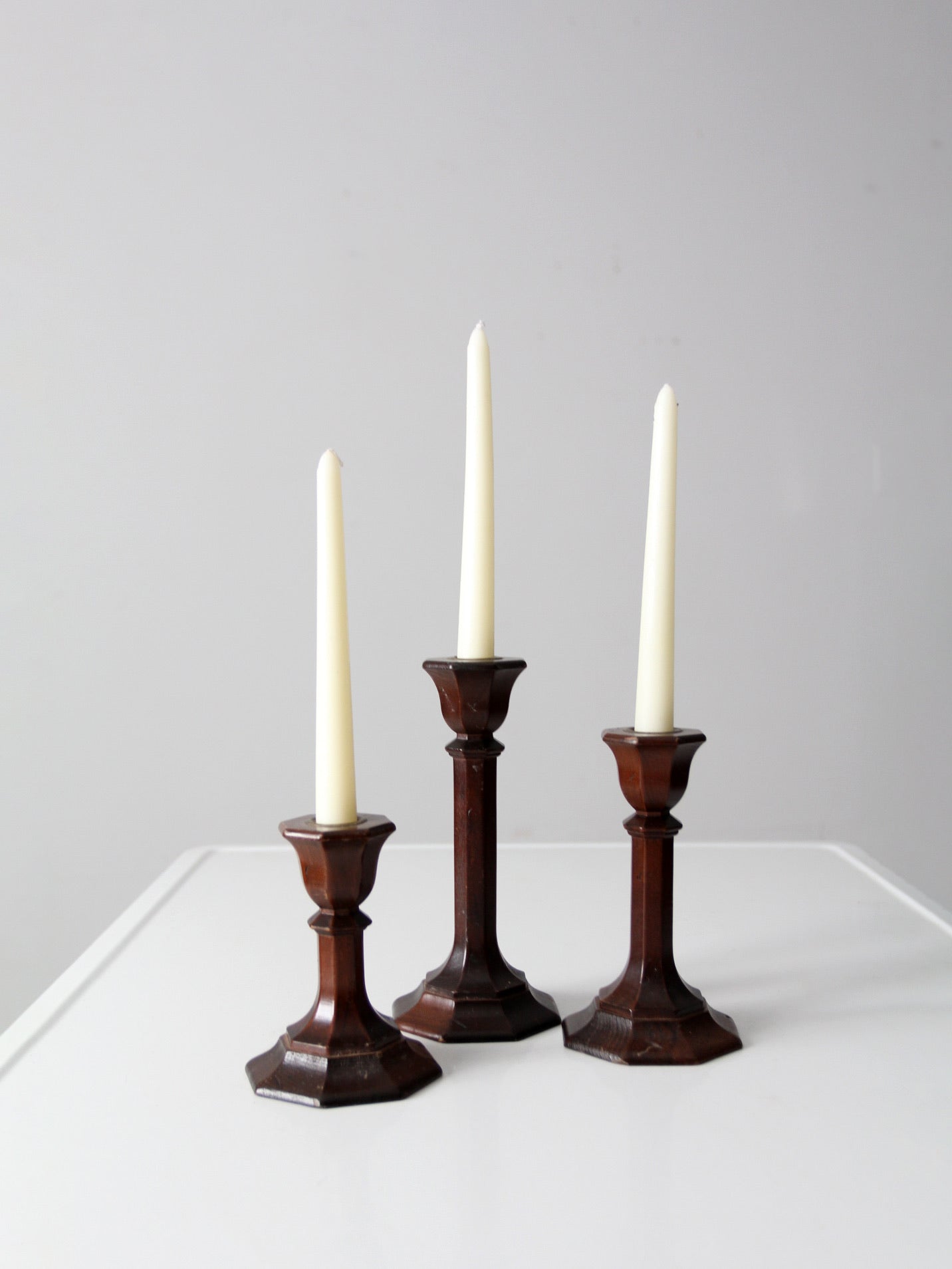 vintage candlestick holders set of 3