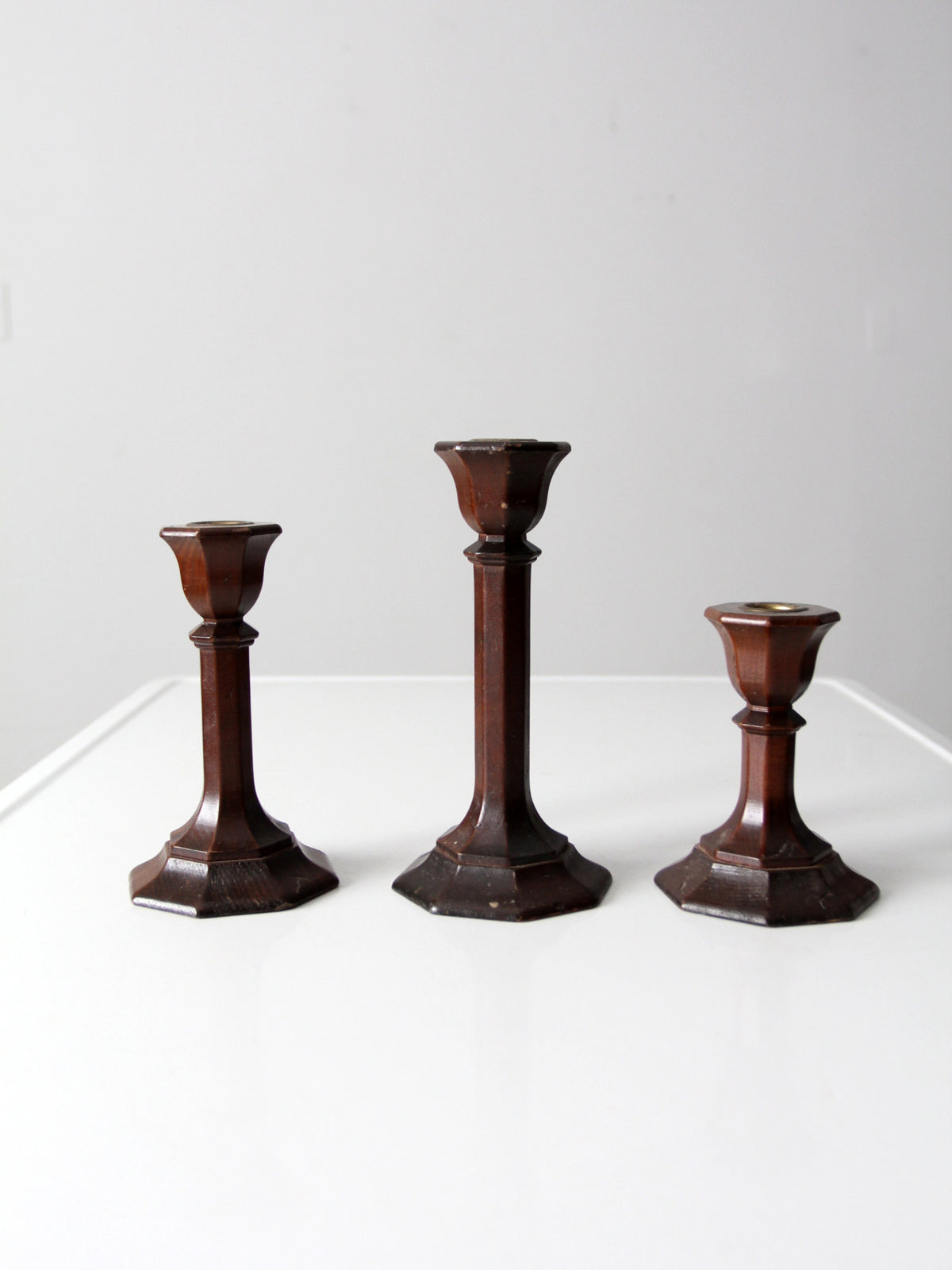 vintage candlestick holders set of 3