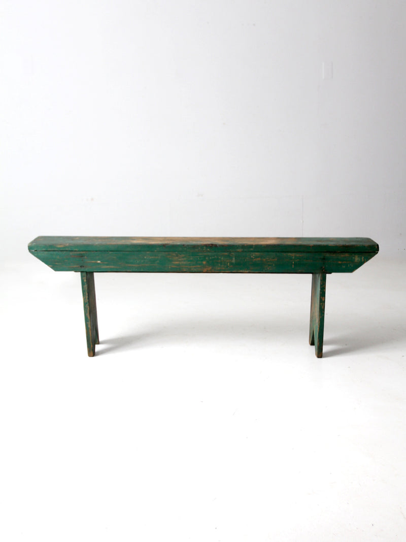 antique green farmhouse bench