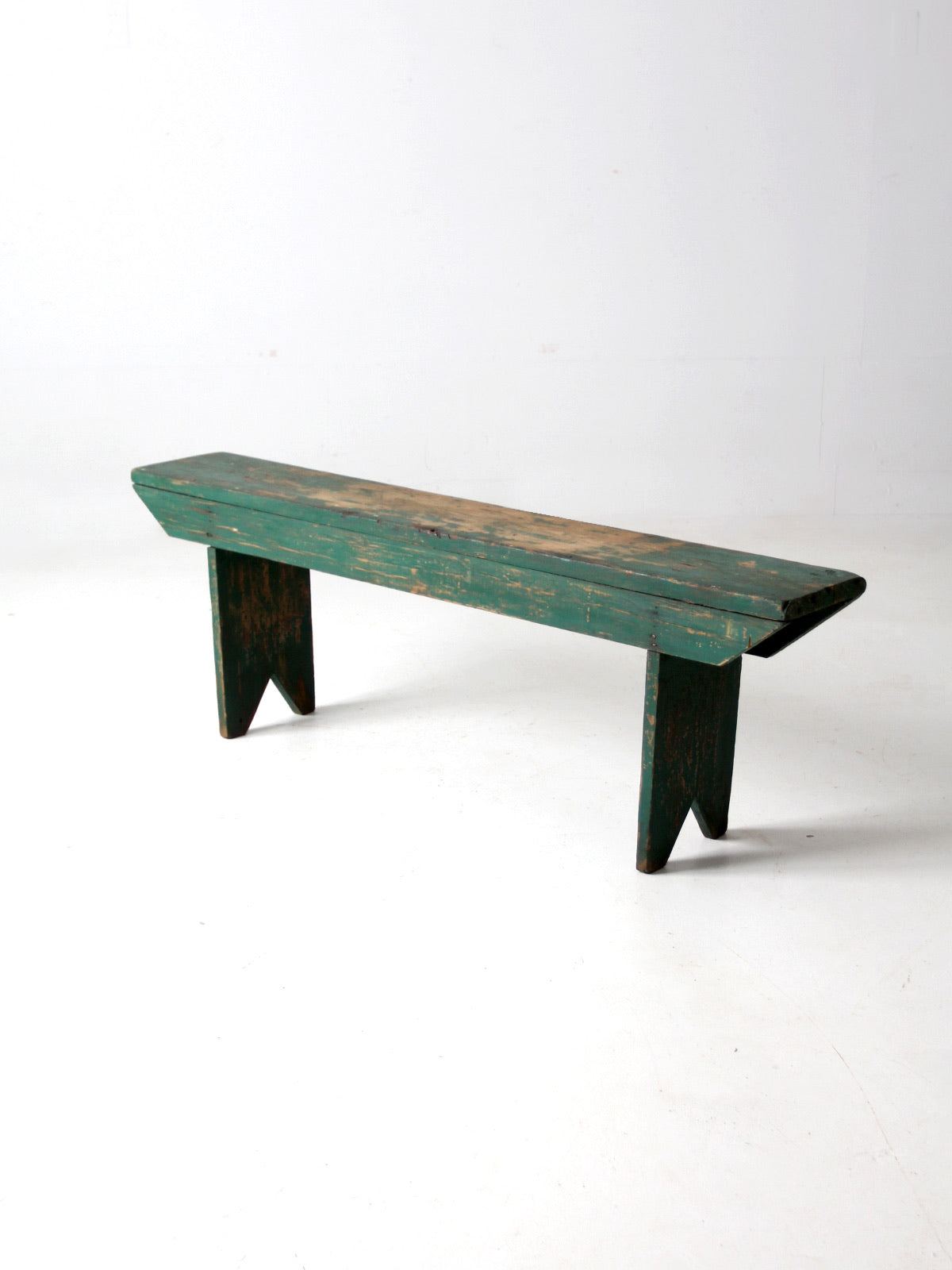 antique green farmhouse bench