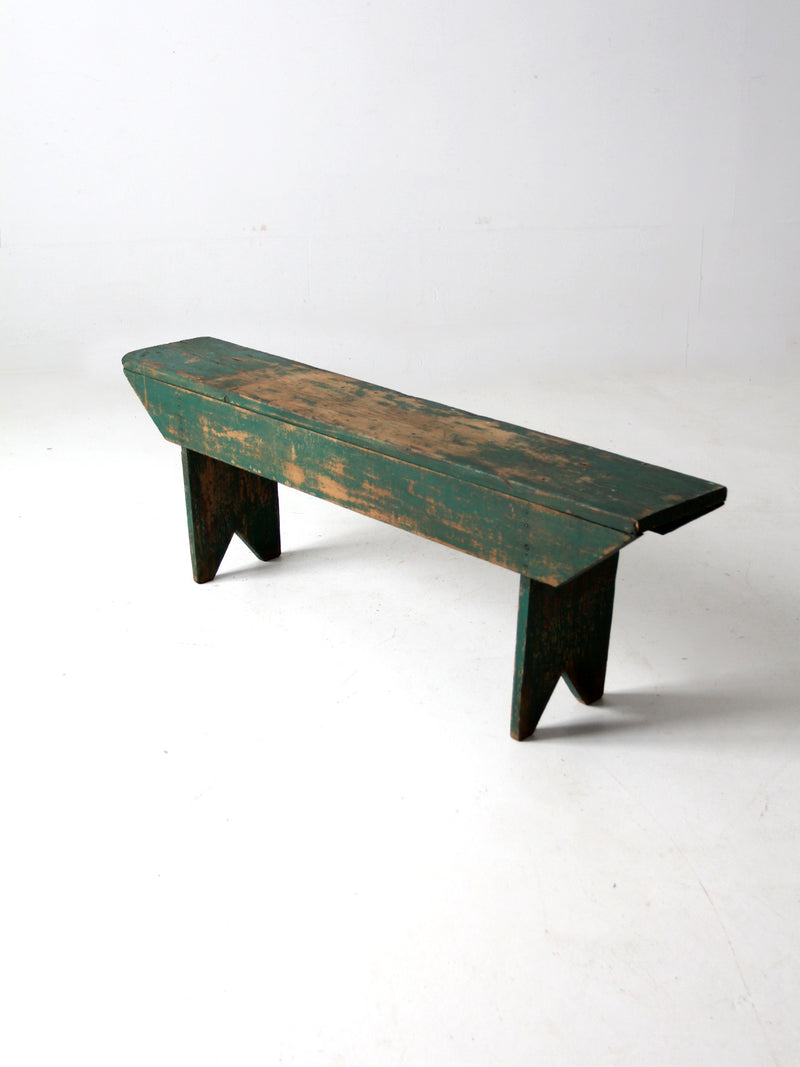 antique green farmhouse bench