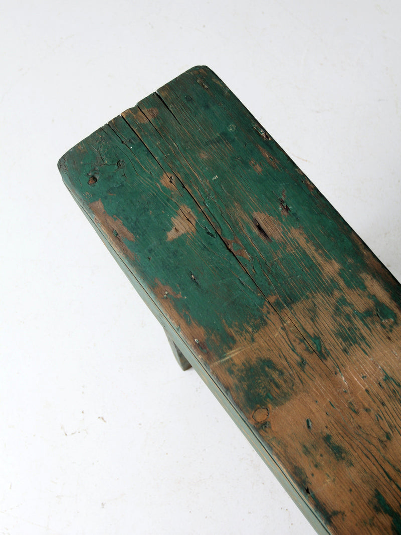 antique green farmhouse bench