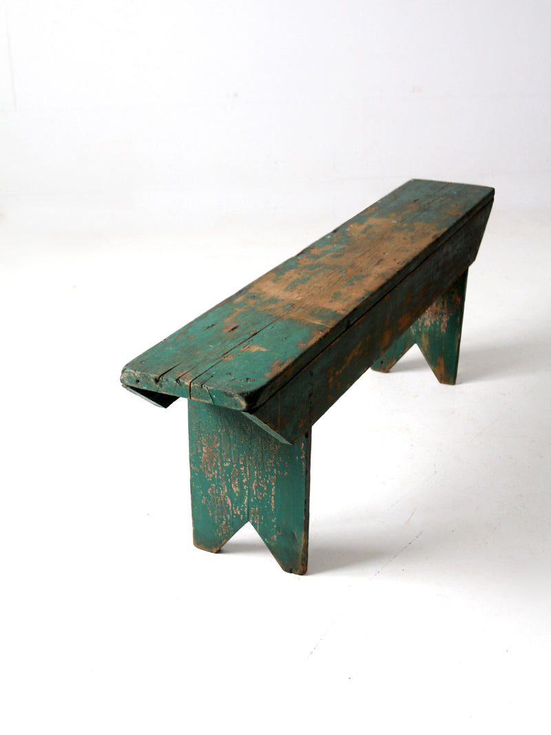 antique green farmhouse bench