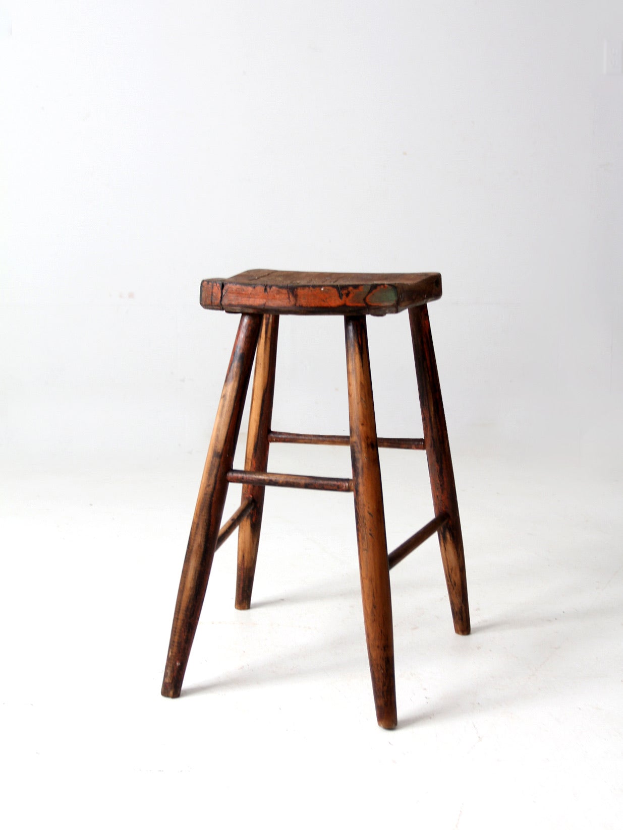 antique saddle seat wooden stool