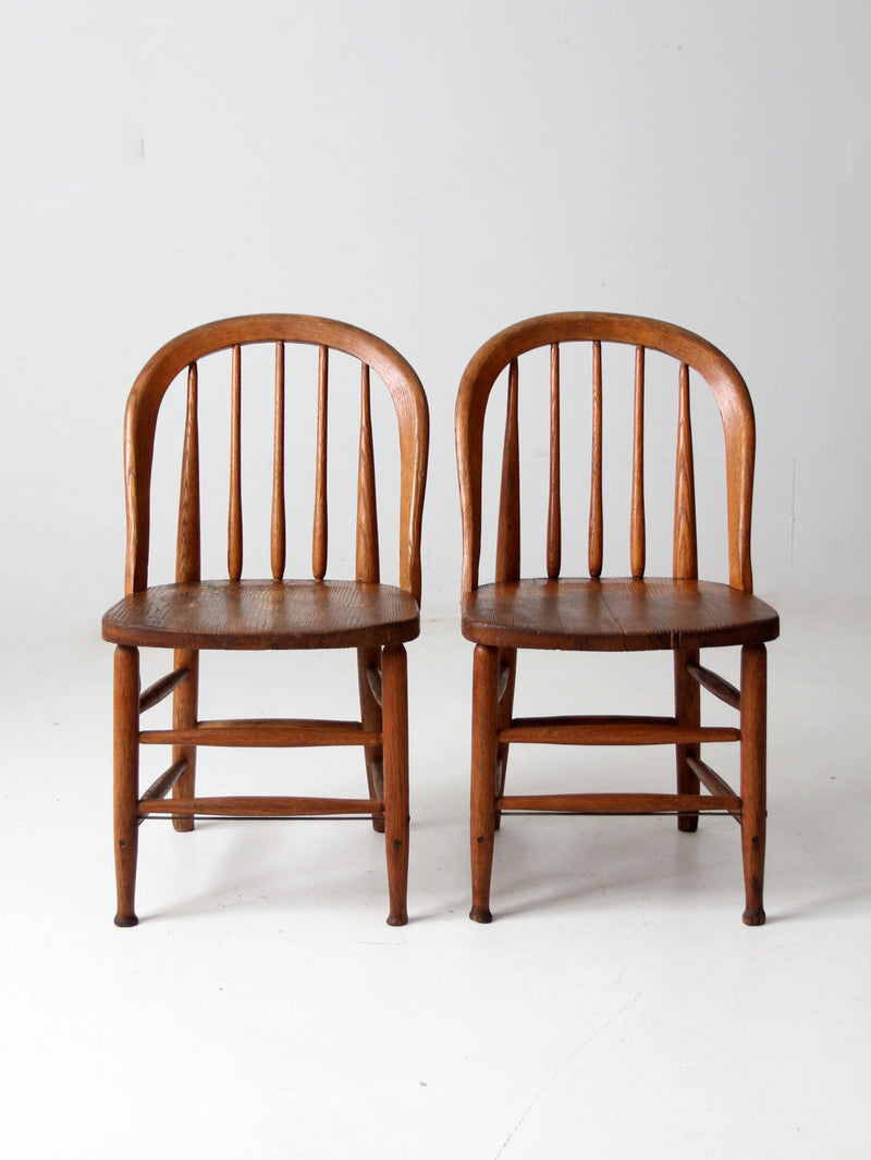 antique bow back spindle chairs pair