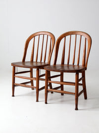 antique bow back spindle chairs pair