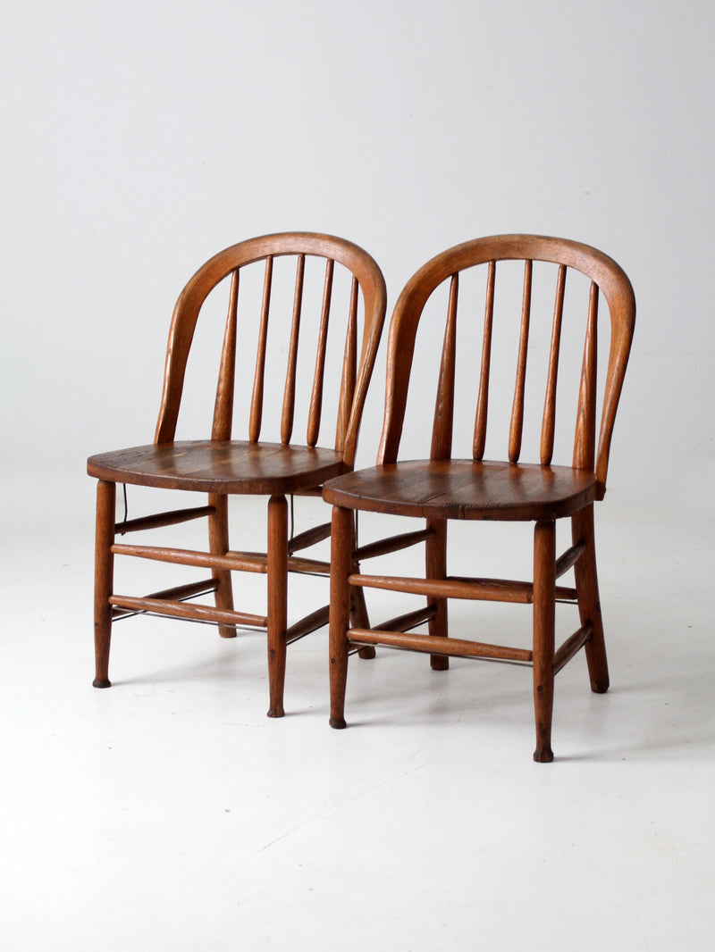 antique bow back spindle chairs pair