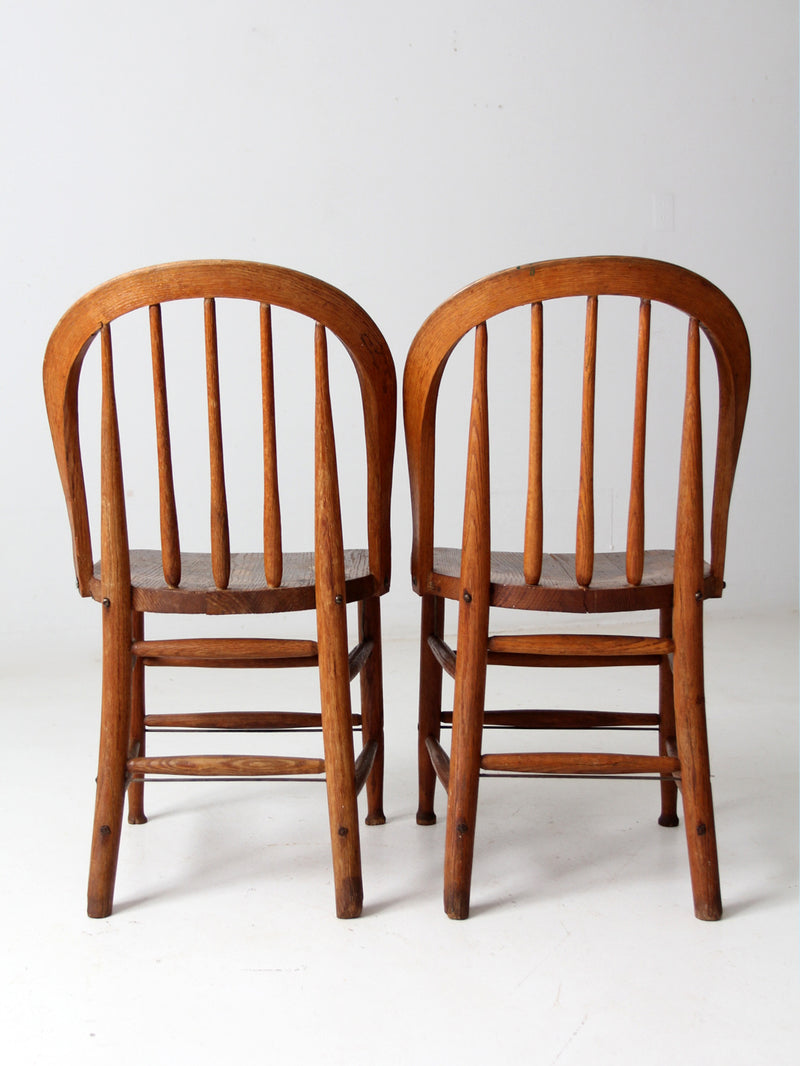 antique bow back spindle chairs pair