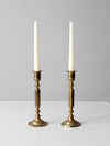 vintage brass candlestick holders pair