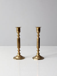 vintage brass candlestick holders pair