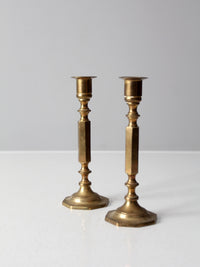 vintage brass candlestick holders pair