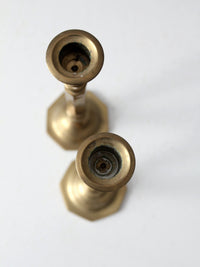 vintage brass candlestick holders pair