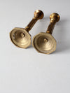 vintage brass candlestick holders pair