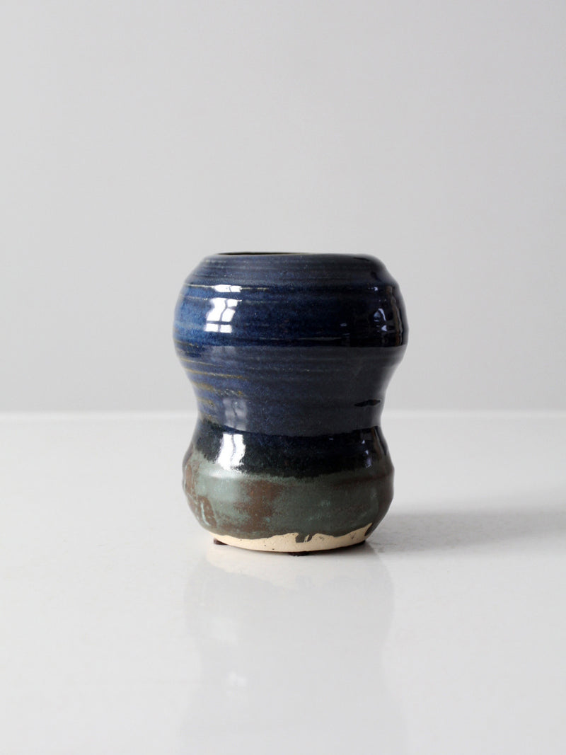 vintage studio pottery blue vase