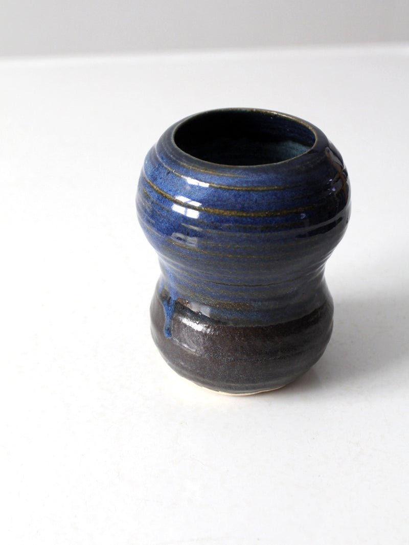 vintage studio pottery blue vase