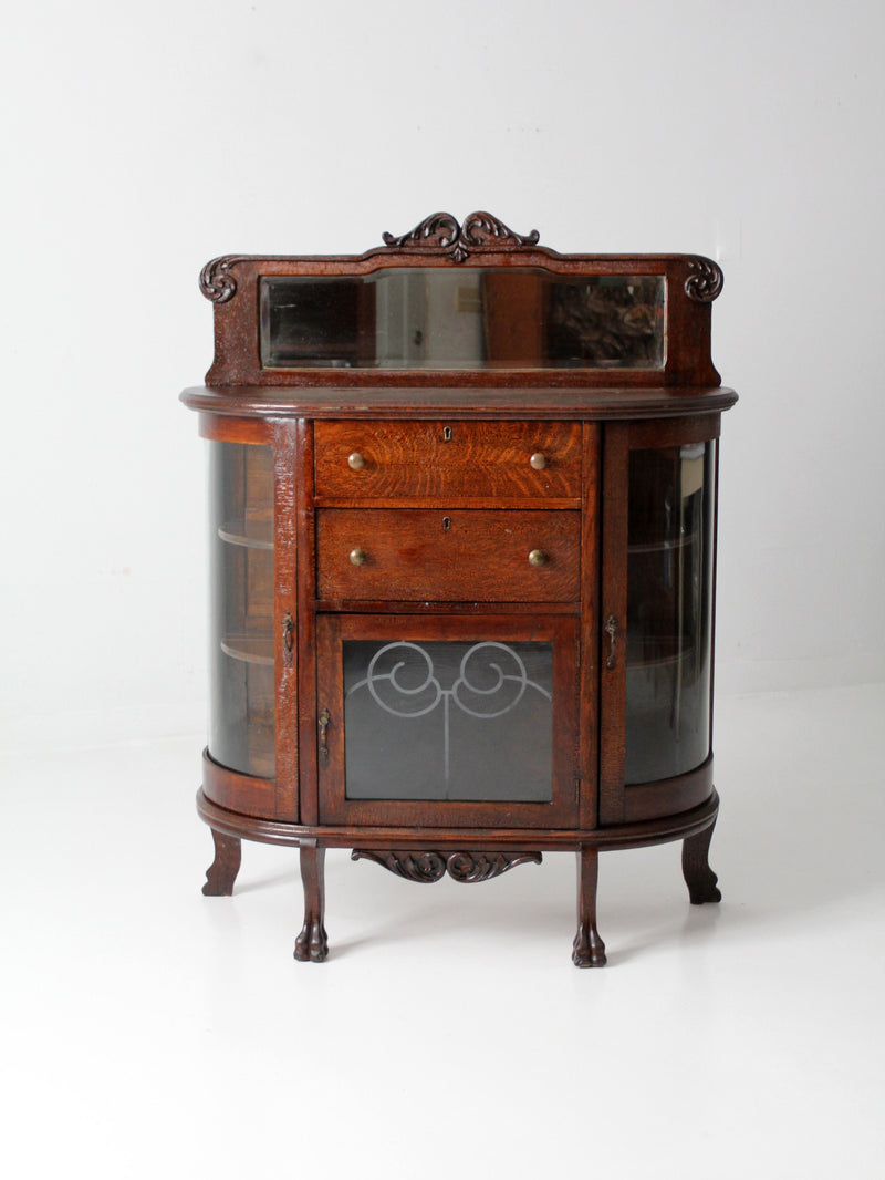 antique Victorian curved glass sideboard cabinet