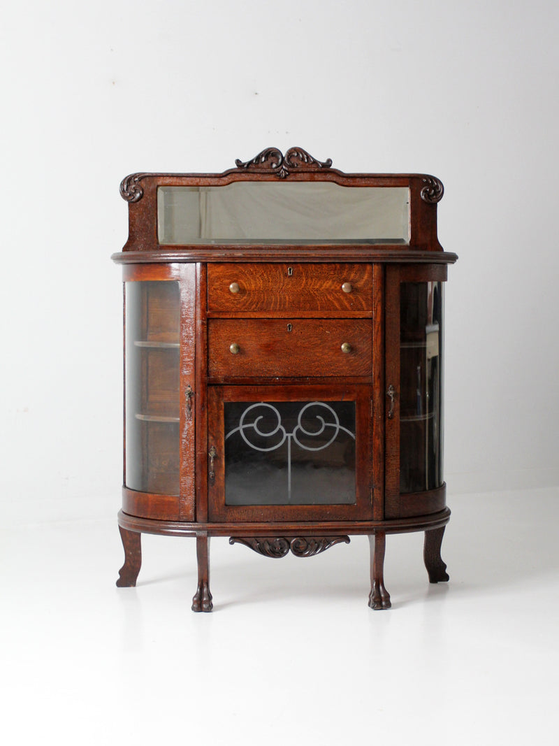 antique Victorian curved glass sideboard cabinet