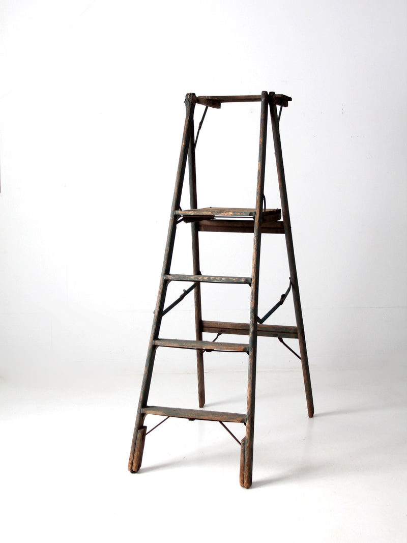 vintage wood platform ladder