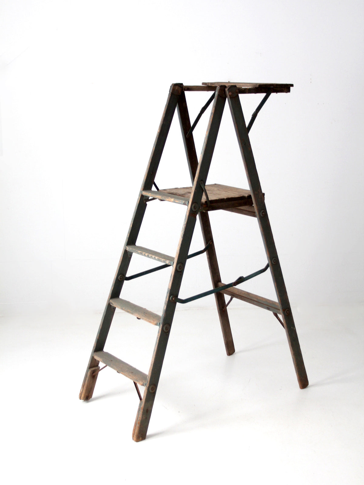 vintage wood platform ladder