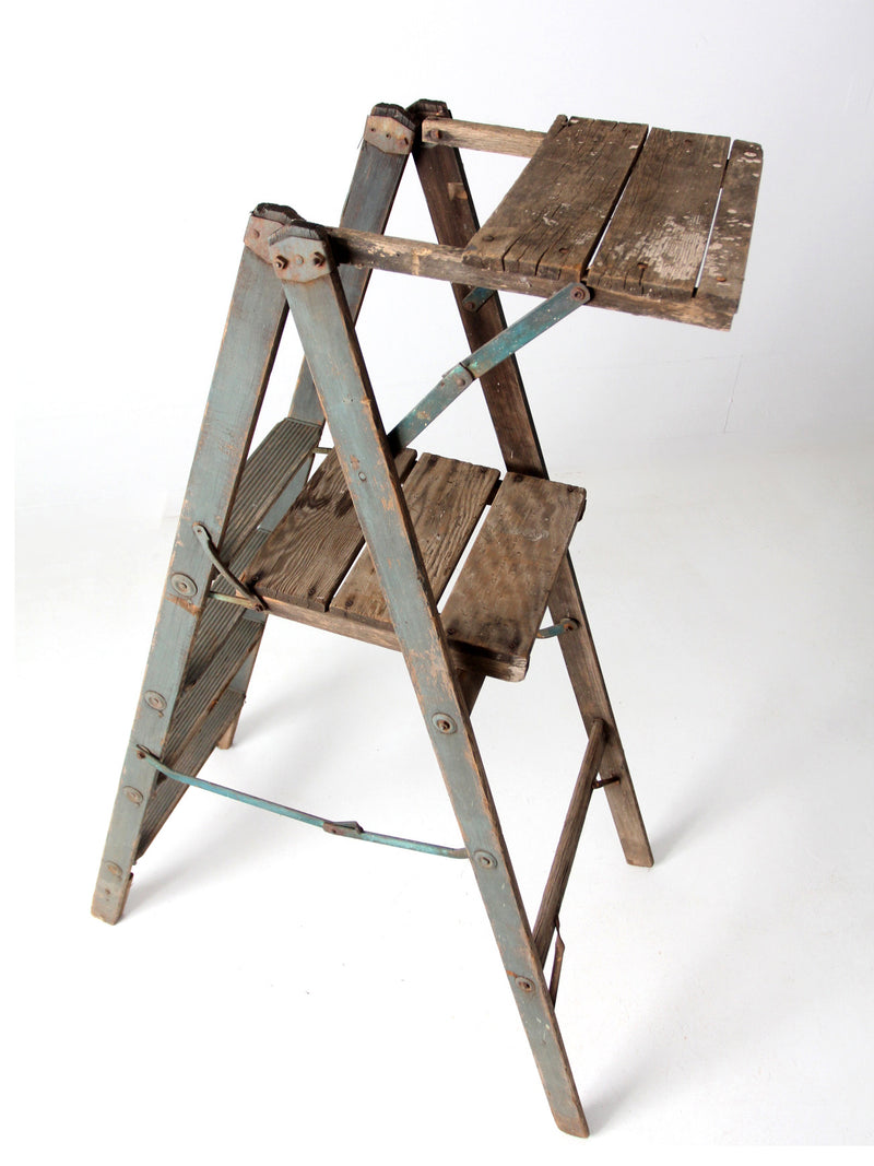 vintage wood platform ladder