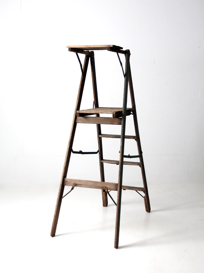 vintage wood platform ladder