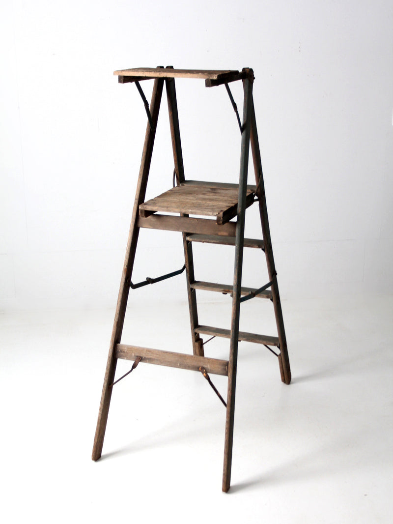 vintage wood platform ladder