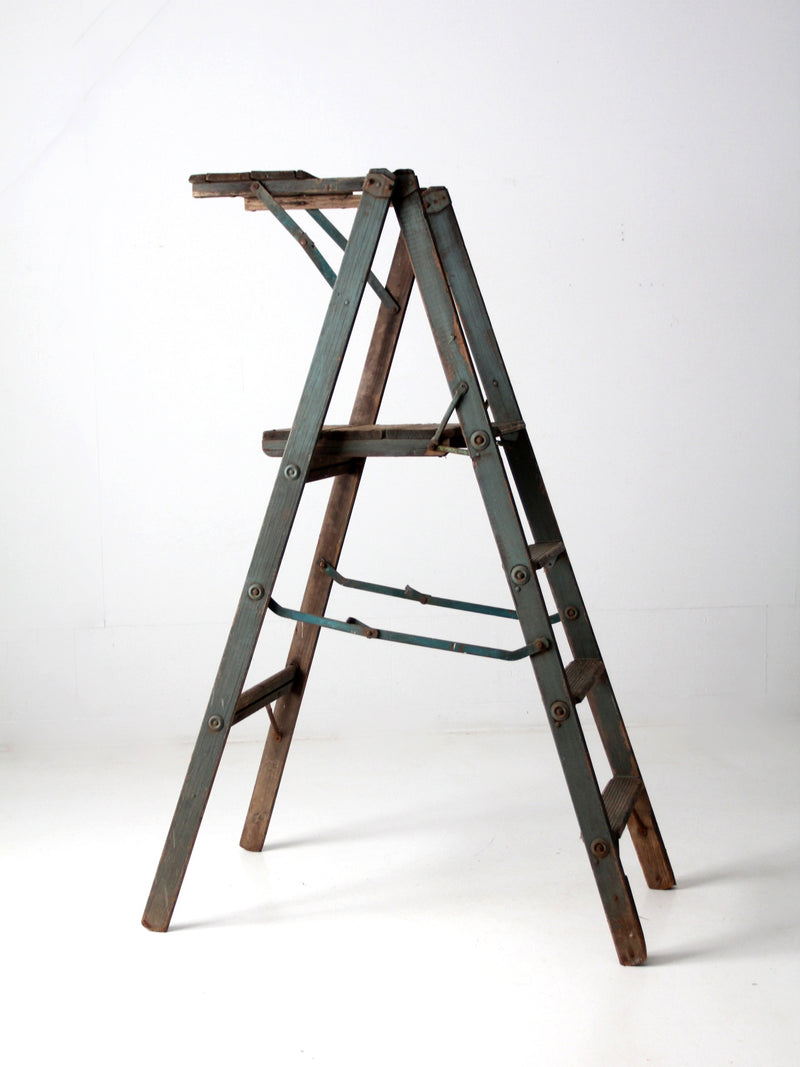 vintage wood platform ladder