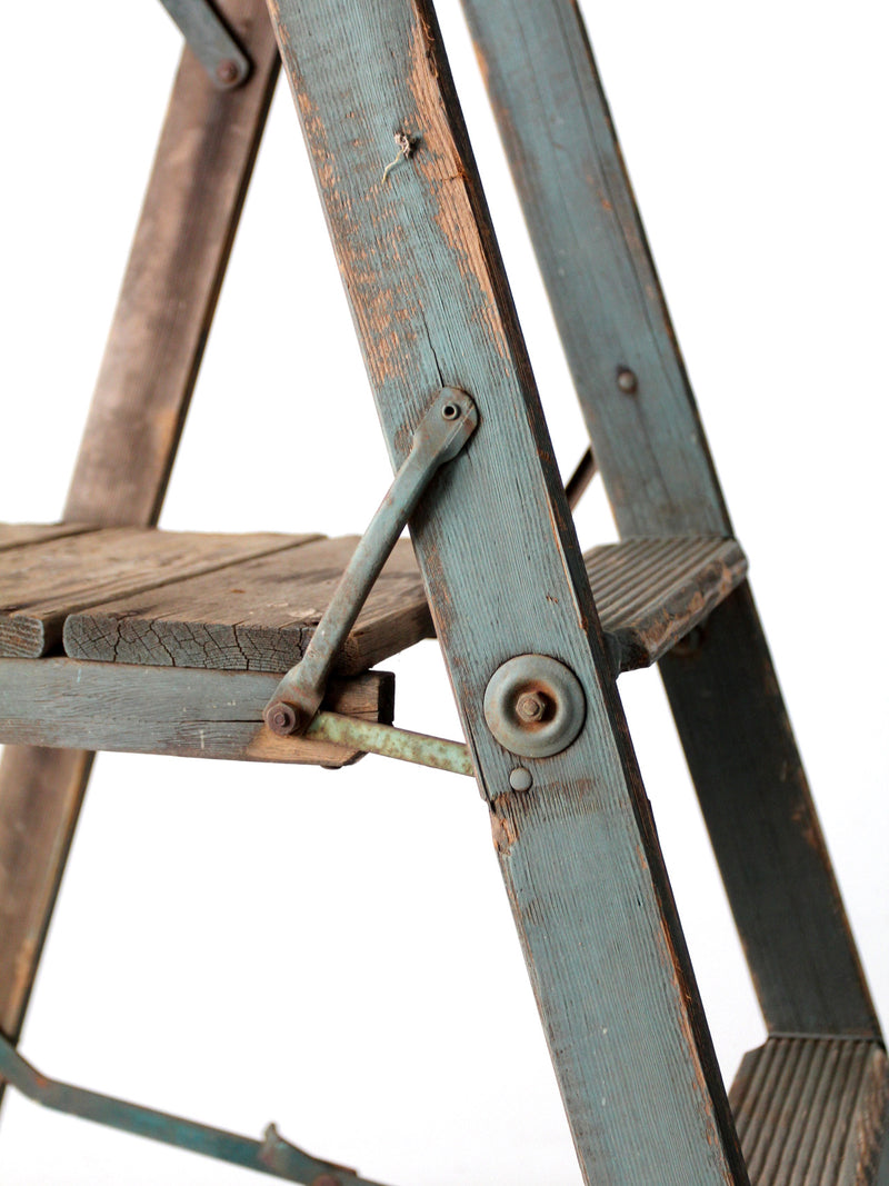 vintage wood platform ladder