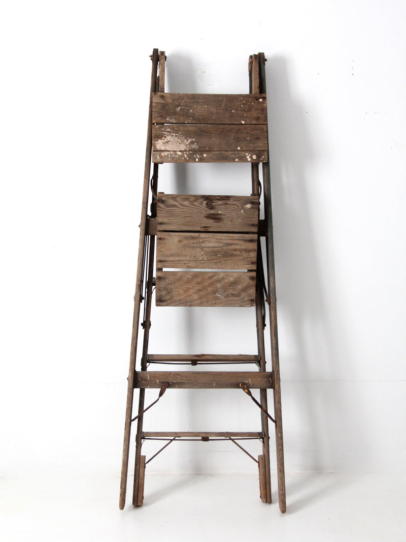 vintage wood platform ladder