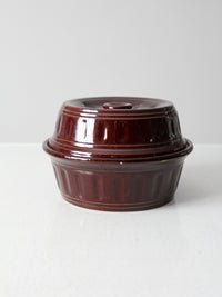 vintage brown stoneware covered dish