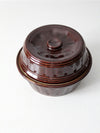 vintage brown stoneware covered dish