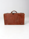 antique leather suitcase with travel stickers