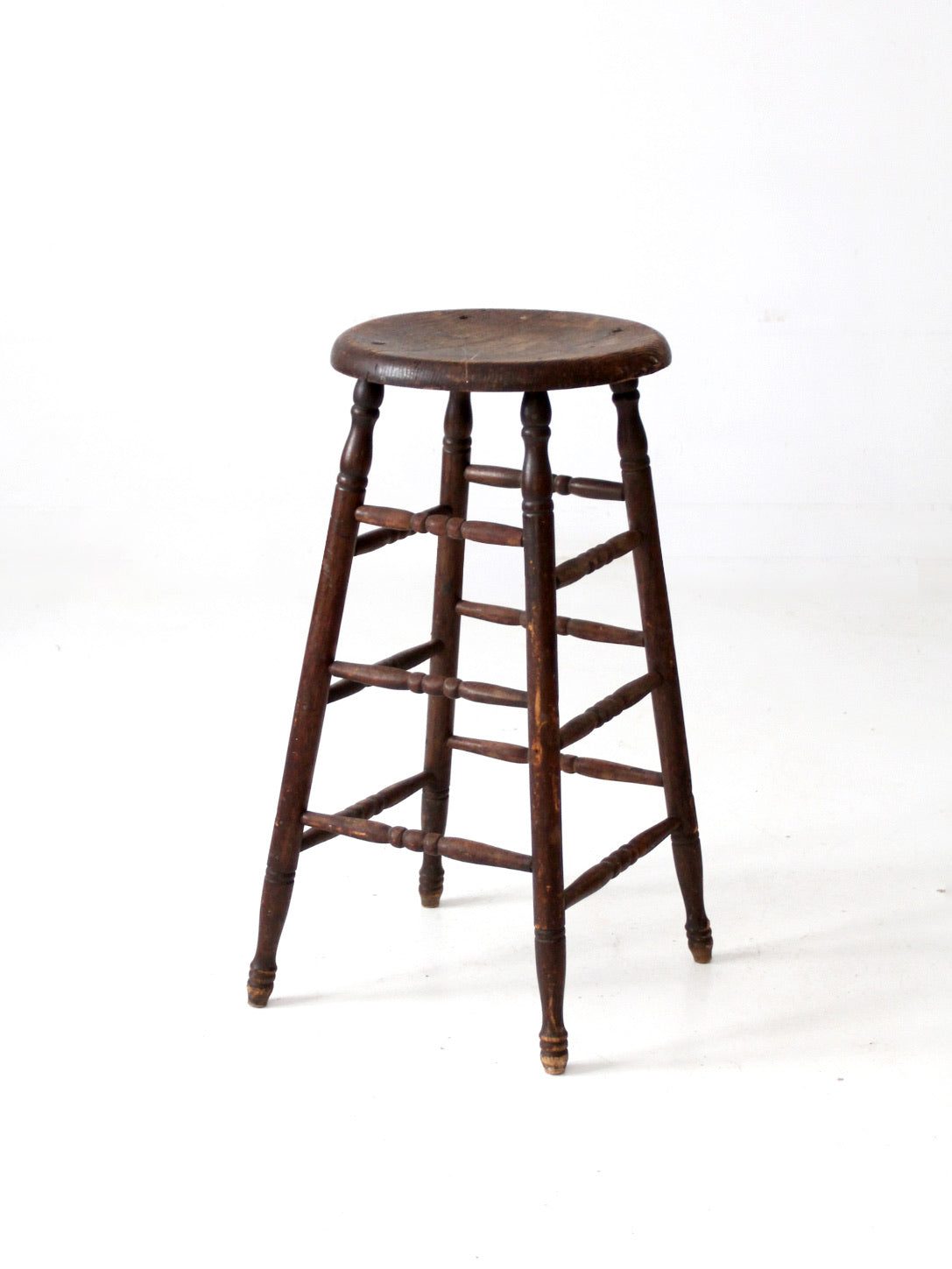 antique turned leg wood stool 86 Vintage