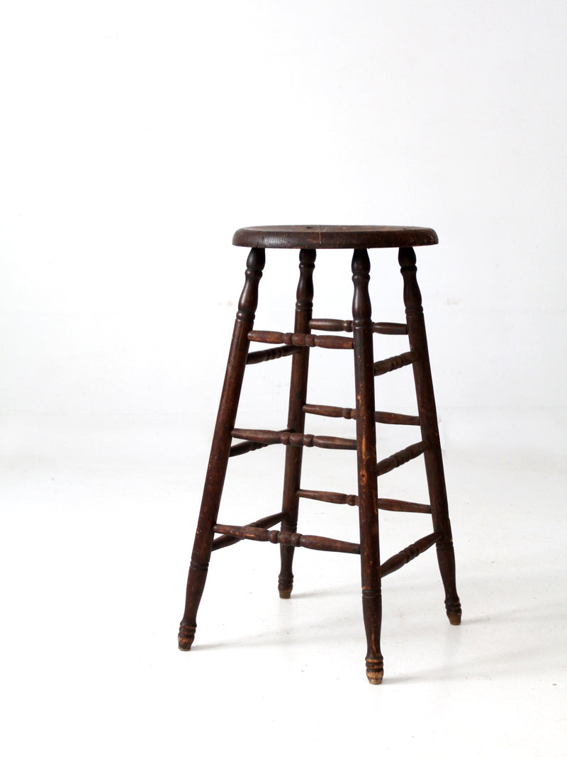 antique turned leg wood stool