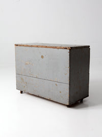 vintage industrial rolling storage trunk