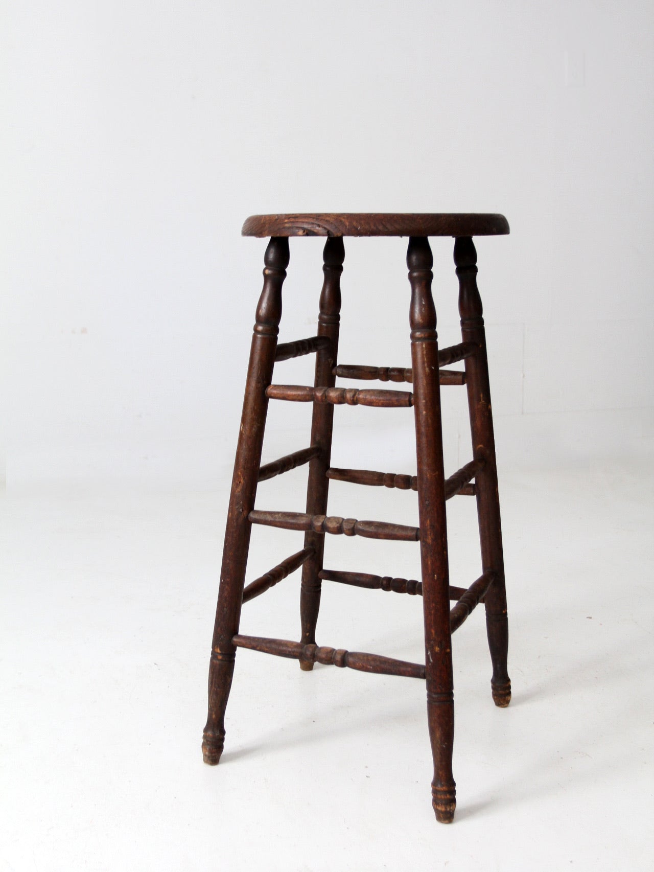 antique turned leg wood stool – 86 Vintage