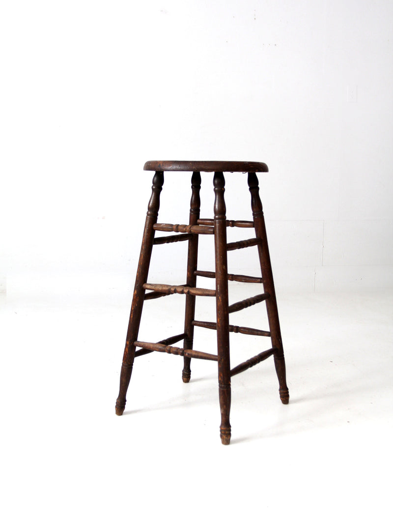 antique turned leg wood stool