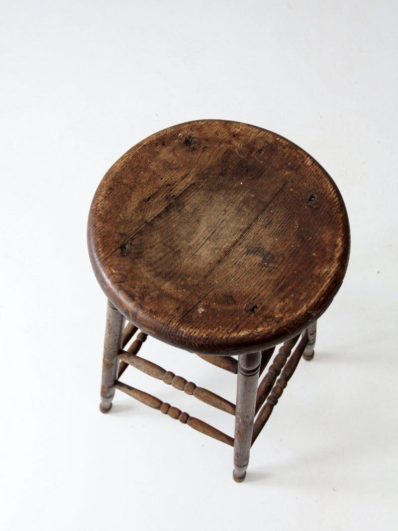 antique turned leg wood stool