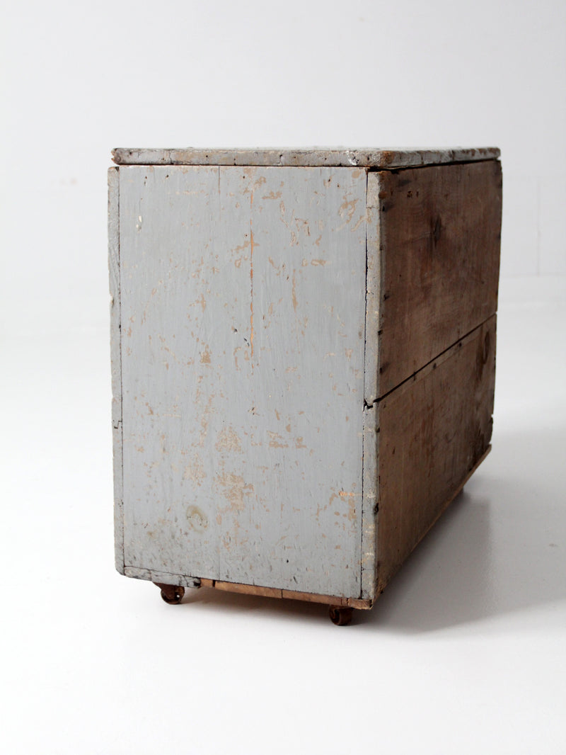 vintage industrial rolling storage trunk