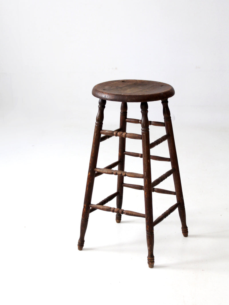 antique turned leg wood stool