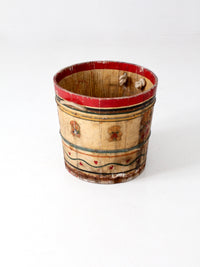 antique painted wooden bucket