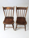 antique plank seat chairs pair