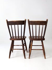 antique plank seat chairs pair