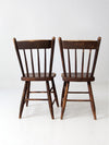 antique plank seat chairs pair