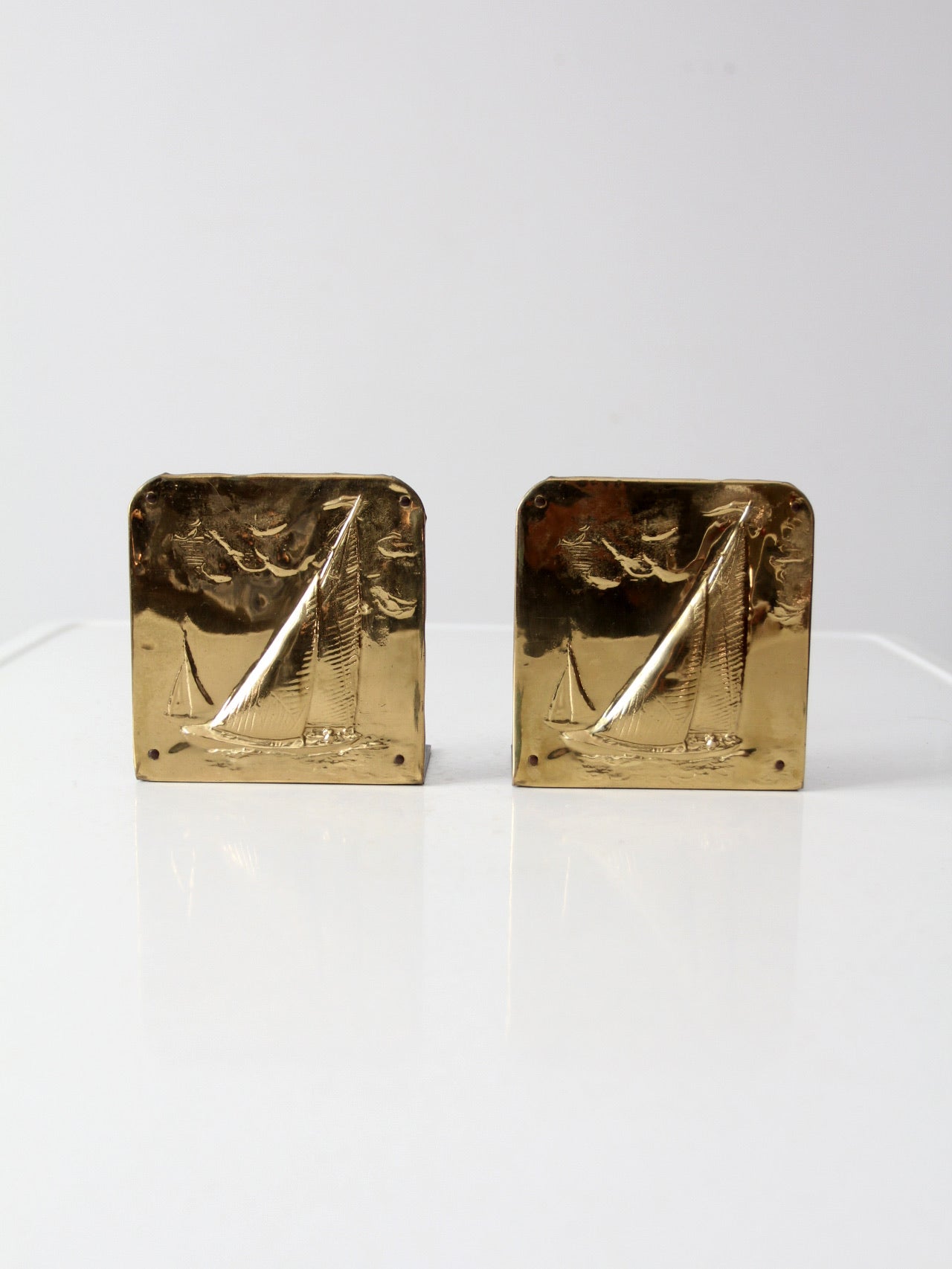 vintage brass nautical bookends