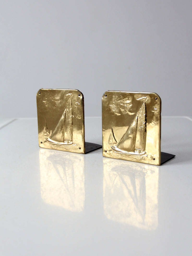 vintage brass nautical bookends