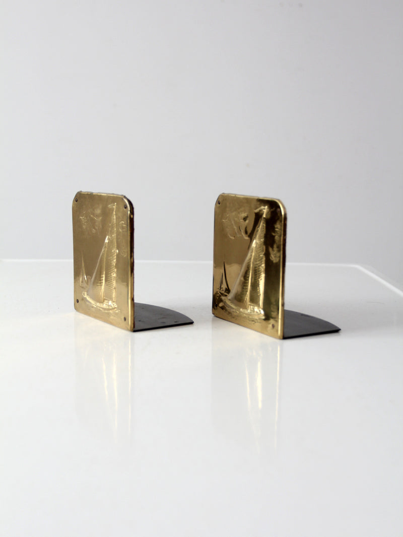 vintage brass nautical bookends