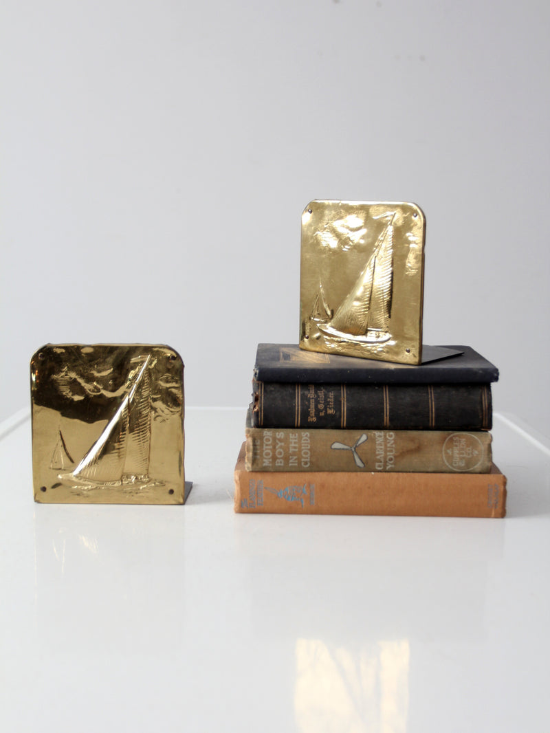 vintage brass nautical bookends