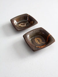 vintage studio pottery dishes pair